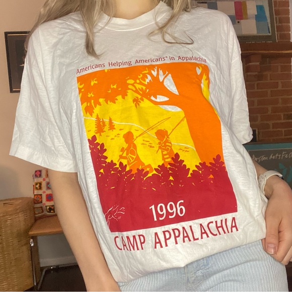 Vintage 1996 Camp Appalachia Fishing Hiking Single Stitch Oversized Tee … - Picture 5 of 16